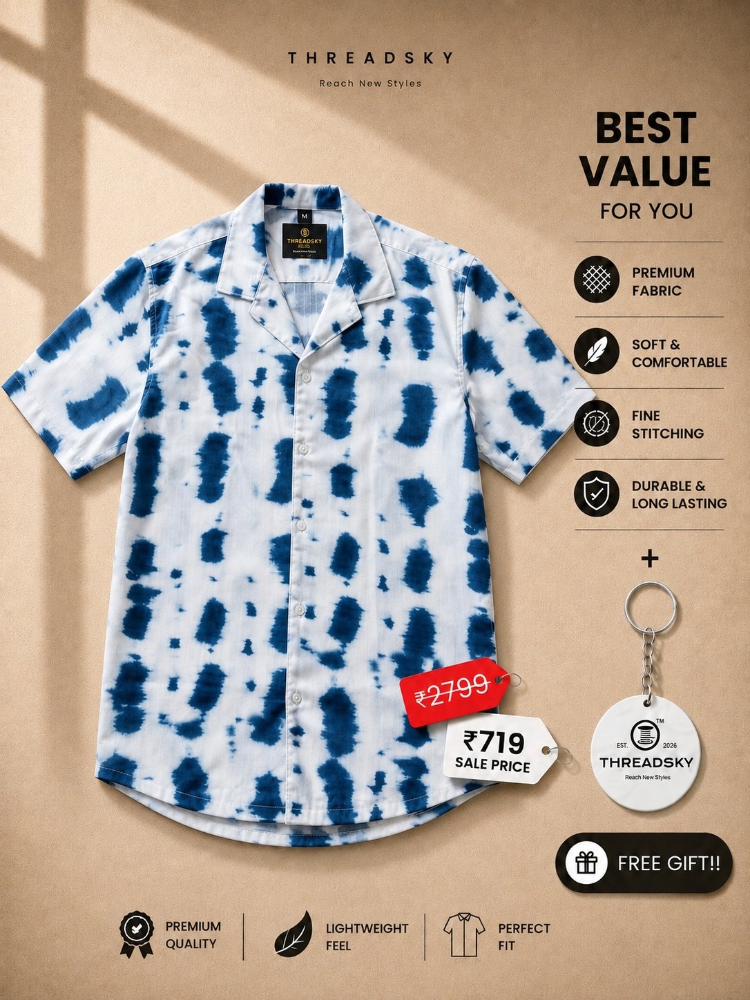THREADSKY Indigo Drift White