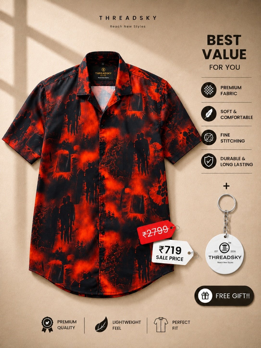 THREADSKY Midnight Printed Red