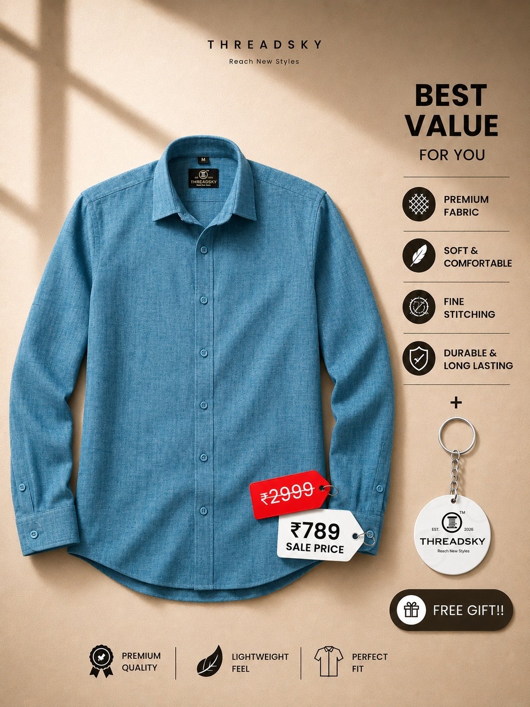 THREADSKY Core Linen Blue