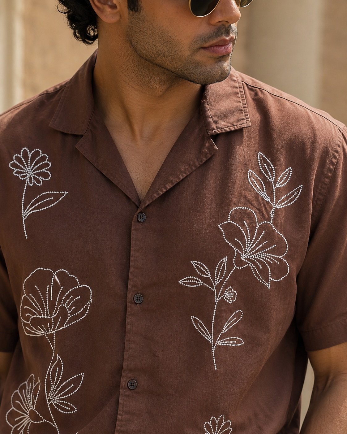 THREADSKY Stone Drift Brown Floral